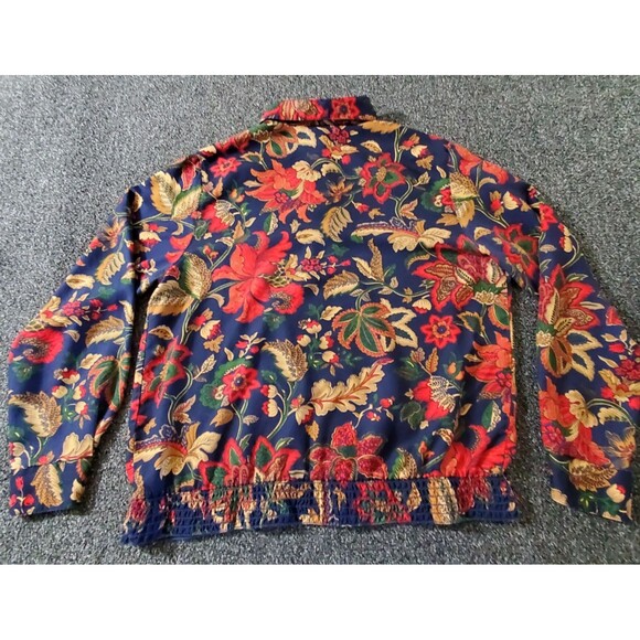 Vtg Alfred Dunner Blouse Women L Red Floral Paisley Sheer Elastic Waist Colorful - Picture 8 of 10